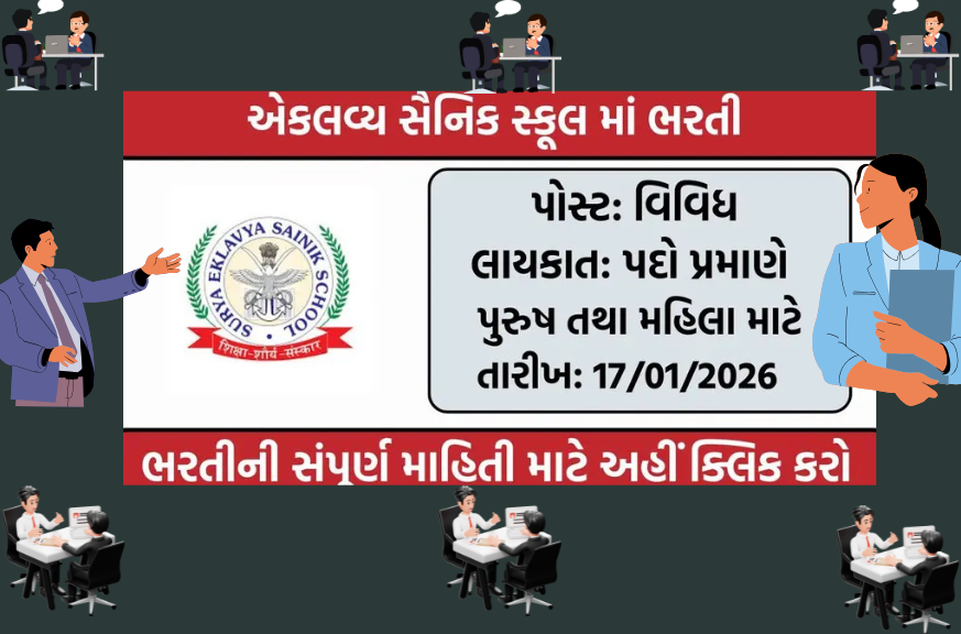 Eklavya Sainik School Recruitment: એકલવ્ય સૈનિક સ્કૂલ દ્વારા વિવિધ પદો પર સ્ત્રીઓ તથા પુરુષો માટે ભરતી જાહેર