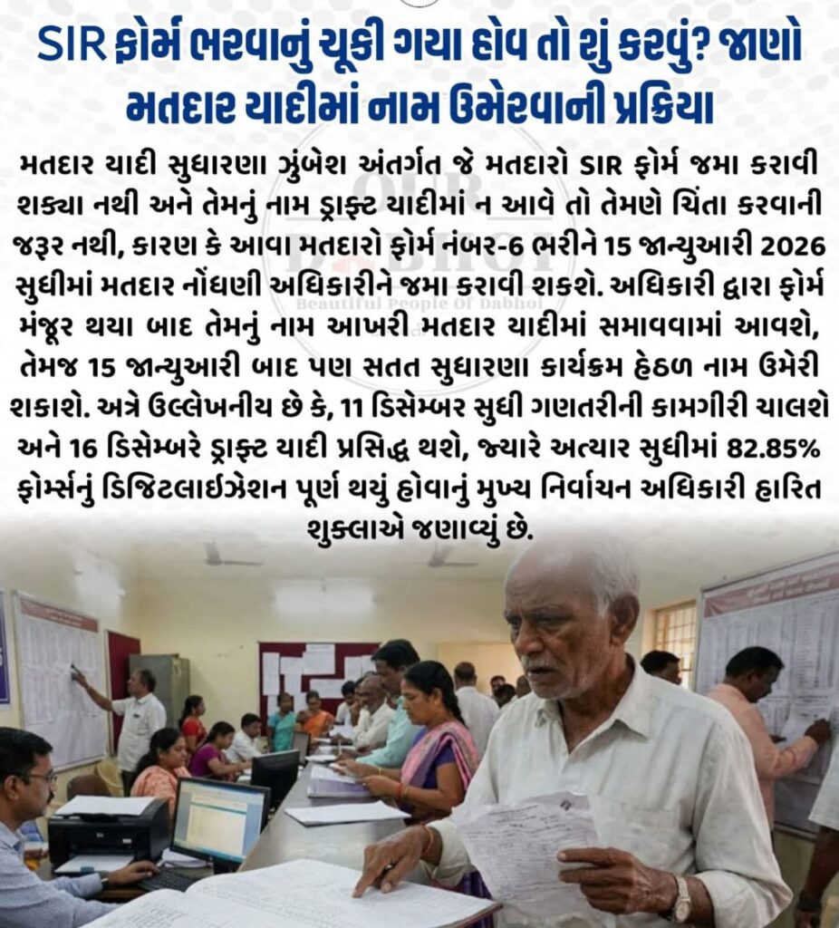 SIR form ભરવાનું રહી ગયું હોય તો હવે શું કરવું? મતદાર યાદીમાં નામ ઉમેરવાની પ્રક્રિયા

