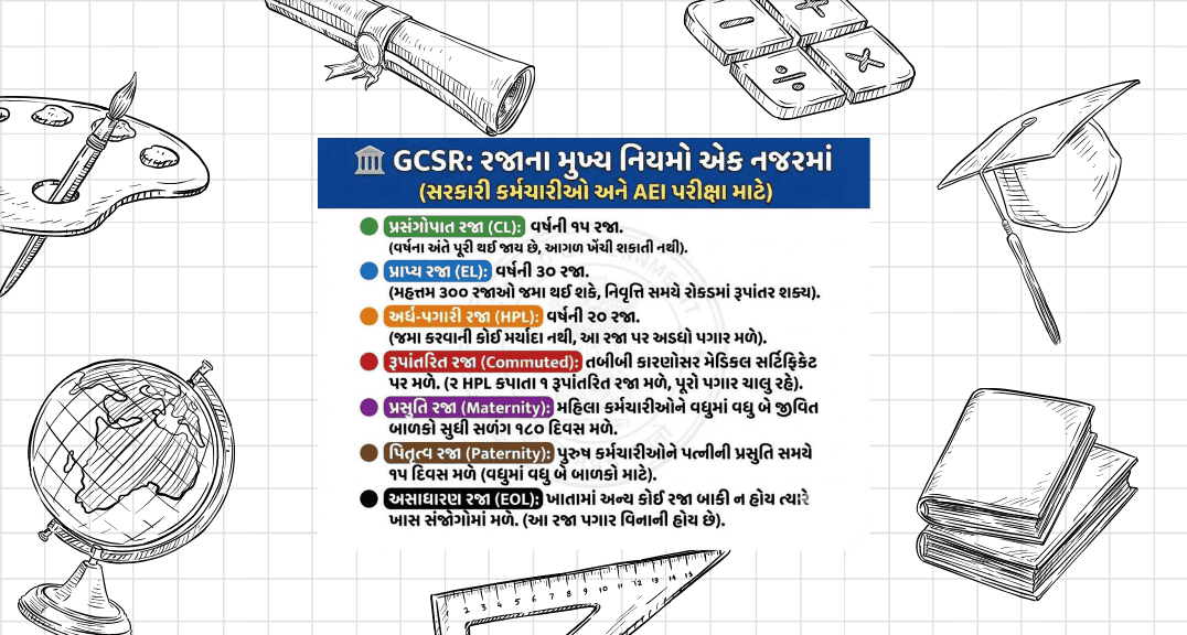 GCSR રજાના મુખ્ય પ્રકારો અને નિયમો
